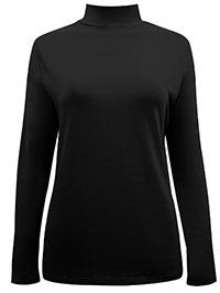 BLACK Funnel Neck Cotton Rich Slim Fit Long Sleeve Top - Size 6 to 24