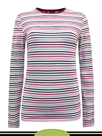 RED Cotton Rich Striped Slim Fit Top - Size 8 to 20