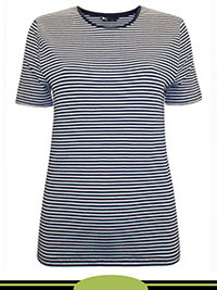 NAVY Cotton Rich Striped Fitted T-Shirt - Size 6 to 24