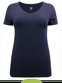 NAVY Cotton Rich V-Neck Fitted T-Shirt - Size 6 to 24
