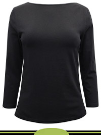 BLACK Cotton Rich Slim Fit 3/4 Sleeve Top - Size 6 to 24