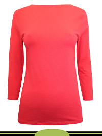 FLAME Cotton Rich Slim Fit 3/4 Sleeve Top - Size 6 to 18