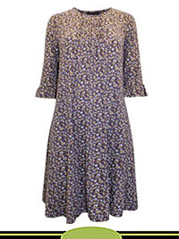 PURPLE Ditsy Floral Pintuck Detail Dress - Size 10 to 20