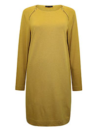 OCHRE Zip Detail Long Sleeve Jersey Dress - Plus Size 18 to 22