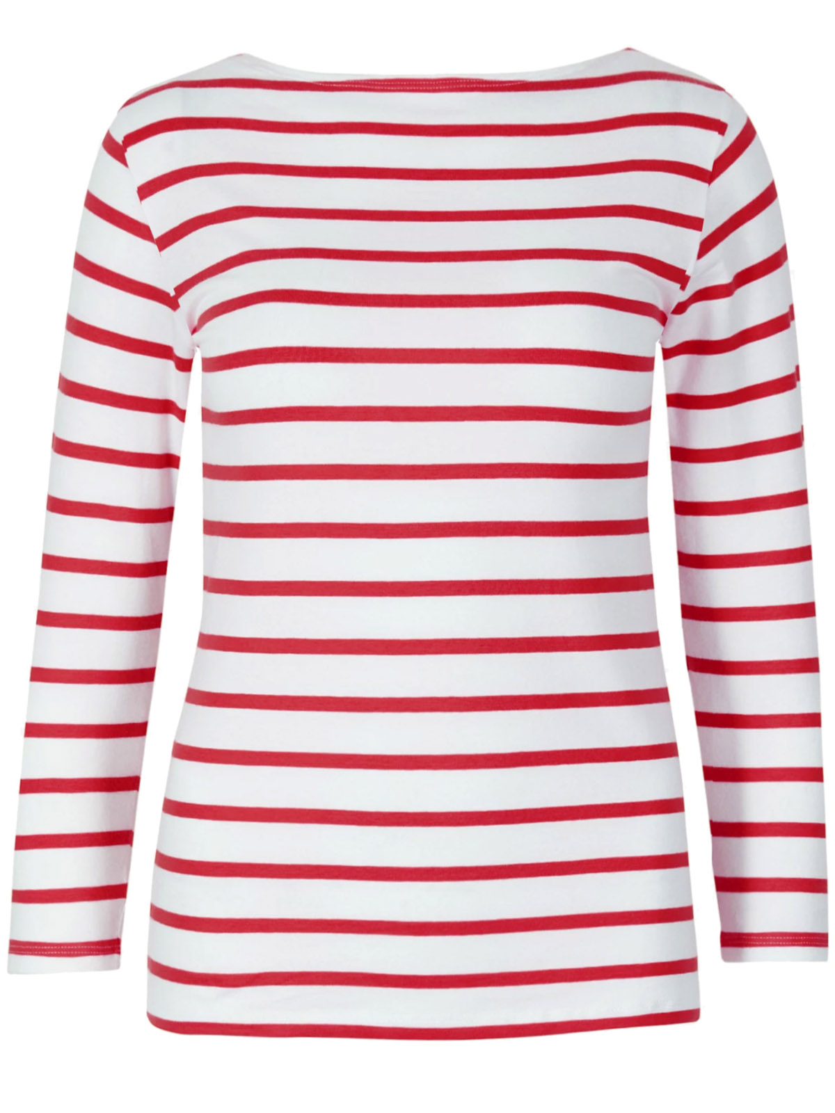 Marks and Spencer - - M&5 RED Cotton Rich Striped Fitted T-Shirt - Size ...