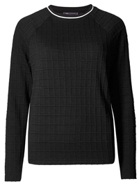 M&5 BLACK Textured Contrasting Edge Sweatshirt - Size 16 to 24 M&5 BLACK Textured Contrasting Edge Sweatshirt - Size 16 to 24