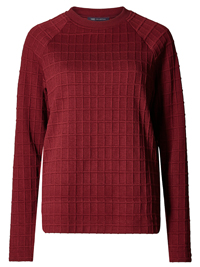M&5 DARK-RED Textured Long Sleeve Sweatshirt - Size 10 to 24 M&5 DARK-RED Textured Long Sleeve Sweatshirt - Size 10 to 24