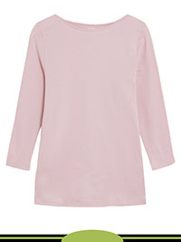 DUSTED-PINK Cotton Rich Slim Fit 3/4 Sleeve Top - Size 6 to 24