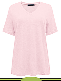 LIGHT-PINK Pure Cotton V-Neck Straight Fit T-Shirt - Size 6 to 24