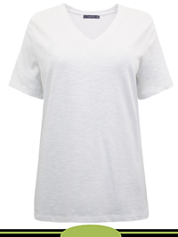 WHITE Pure Cotton V-Neck Straight Fit T-Shirt - Size 6 to 24