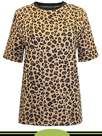 BROWN Pure Cotton Animal Print T-Shirt - Size 10 to 22