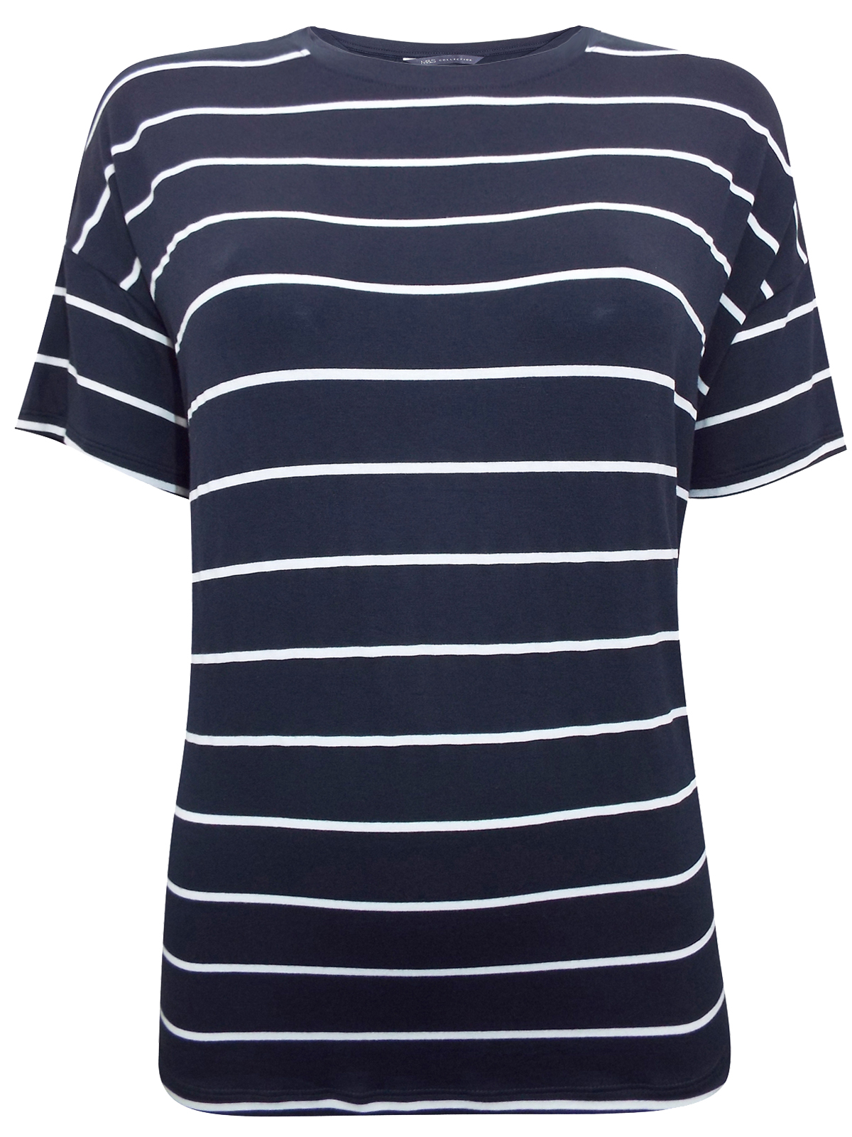 Marks and Spencer - - M&5 NAVY Nautical Stripe Short Sleeve Jersey Top ...