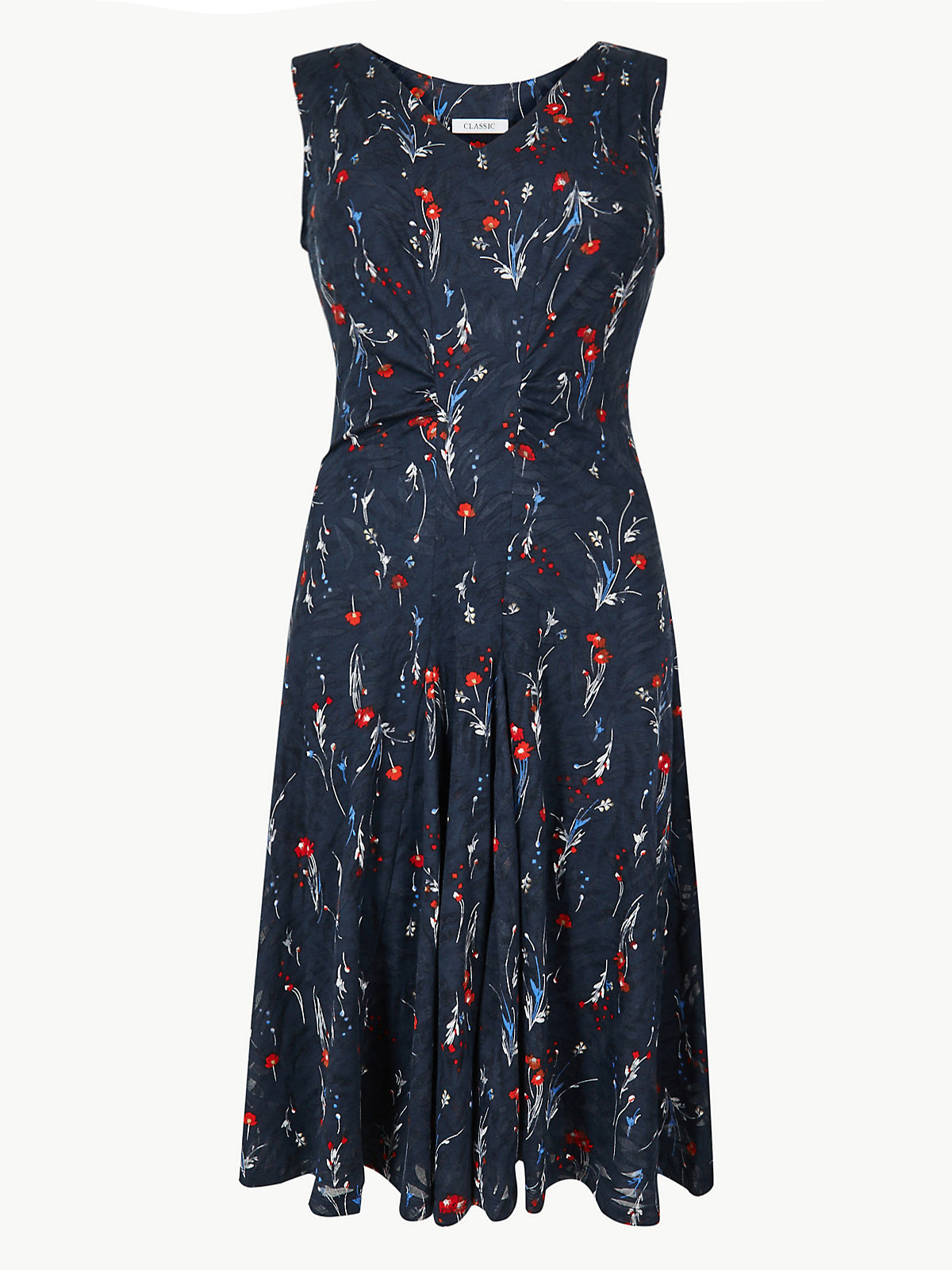 Marks and Spencer - - M&S NAVY Floral Sleeveless V-neck Waisted Dress ...