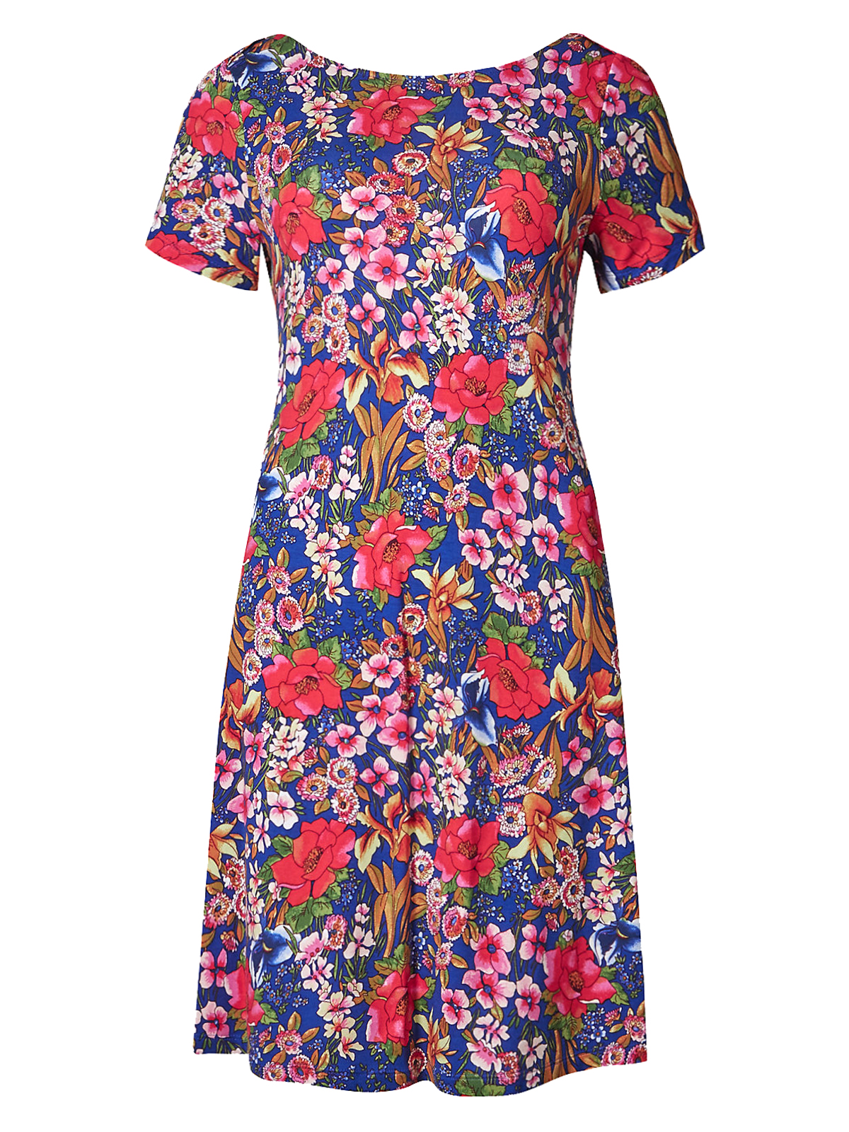 Marks and Spencer - - M&5 PINK Floral Print Scoop Back Swing Dress ...