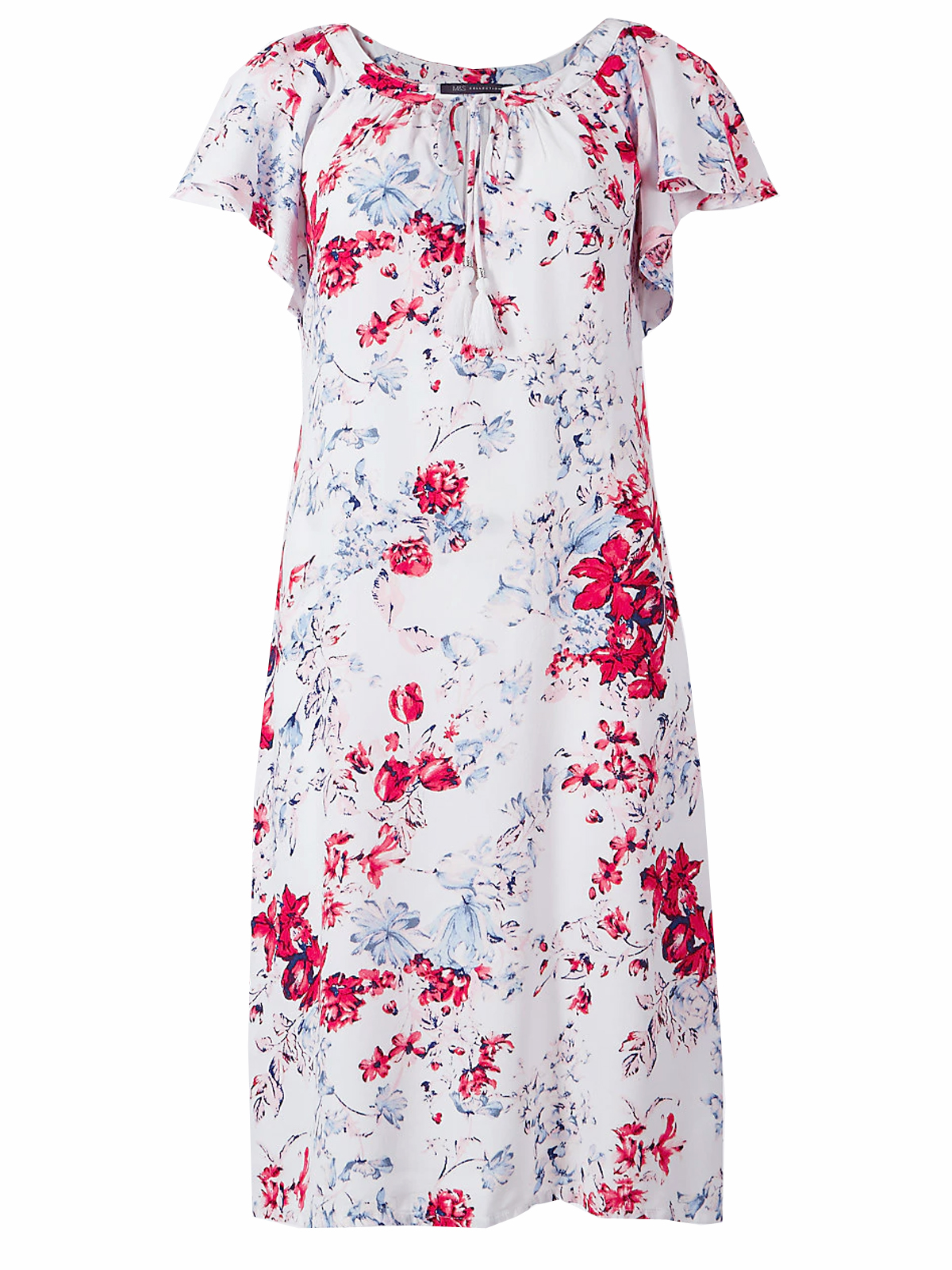 Marks and Spencer - - M&5 Collection IVORY Floral Print Tie Scoop Neck ...