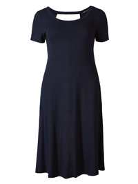 M&5 NAVY Window Back Short Sleeve Skater Dress - Size 8 to 18 (Short-Regular) M&5 NAVY Window Back Short Sleeve Skater Dress - Size 8 to 18 (Short-Regular)