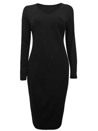 M&5 BLACK Slimming Fit Body Contour V-Neck Dress - Size 6 to 22 (Short-Regular) M&5 BLACK Slimming Fit Body Contour V-Neck Dress - Size 6 to 22 (Short-Regular)