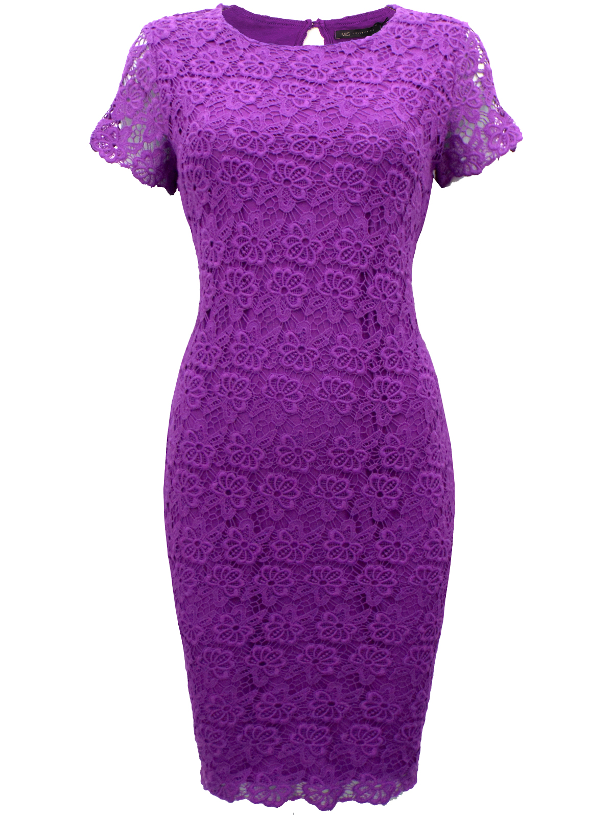 Marks and Spencer - - M&5 PURPLE Pure Cotton Crochet Lace Shift Dress ...
