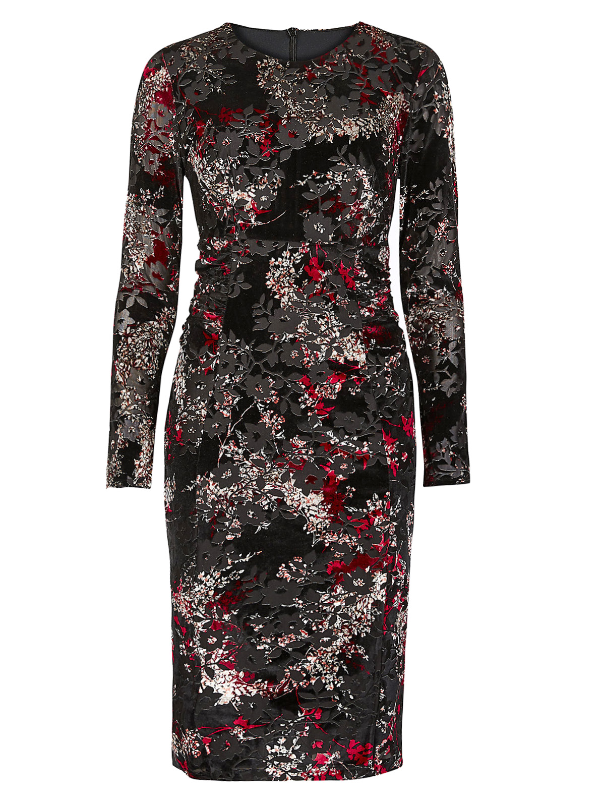 Marks and Spencer - - M&5 BLACK Floral Print Long Sleeve Bodycon Dress ...