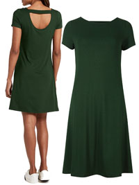 M&5 GREEN Window Back Short Sleeve Jersey Swing Dress - Size 6 to 24 M&5 GREEN Window Back Short Sleeve Jersey Swing Dress - Size 6 to 24