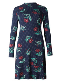 M&5 NAVY Floral Print Long Sleeve Swing Dress - Size 6 to 22 (3-Lengths) M&5 NAVY Floral Print Long Sleeve Swing Dress - Size 6 to 22 (3-Lengths)