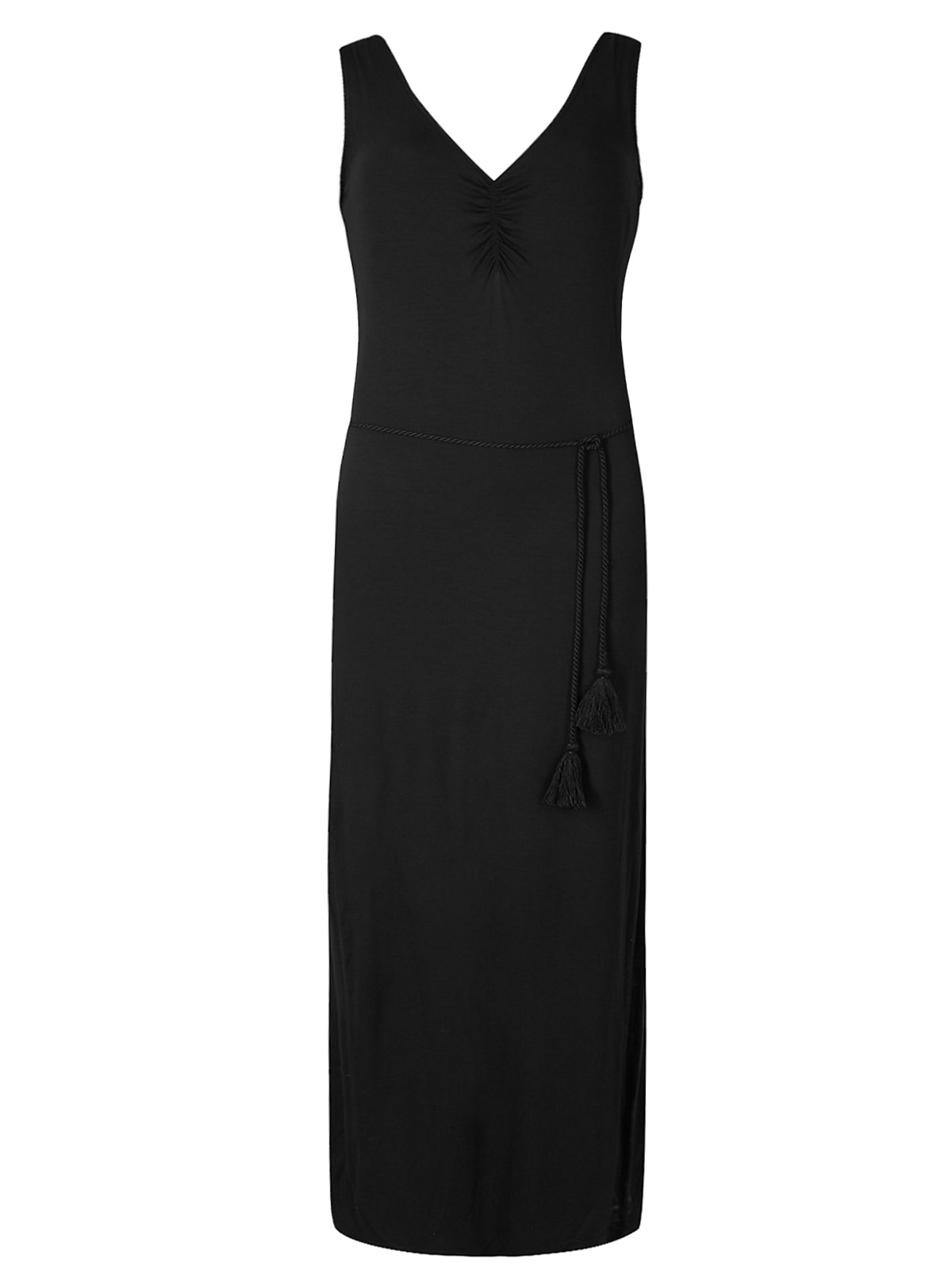 Marks and Spencer - - M&5 BLACK Ruched Front Slip Maxi Dress - Size 6 to 24