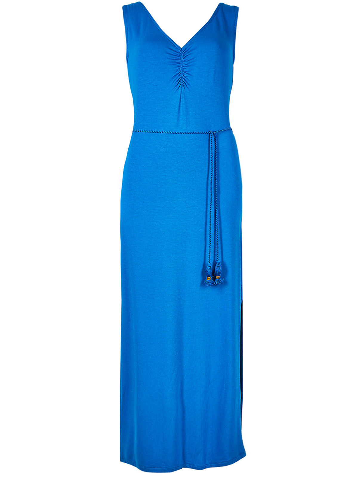 Marks and Spencer M&5 BRIGHT BLUE Ruched Front Jersey Slip Maxi