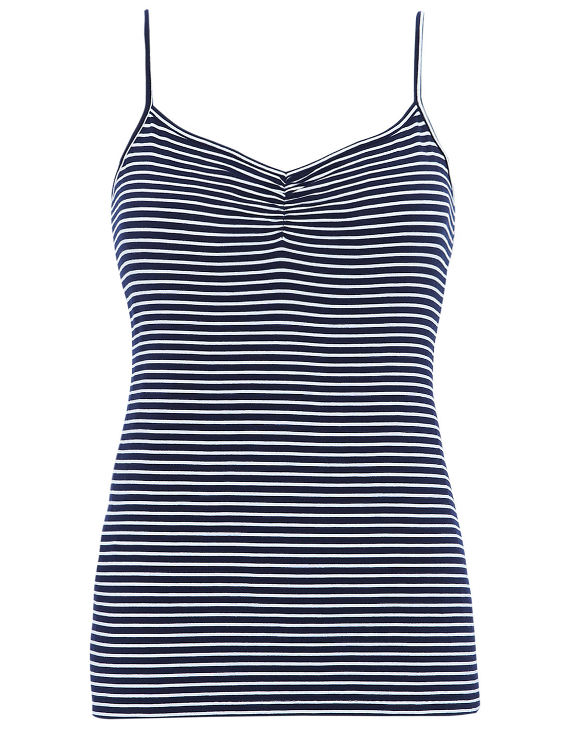 Marks and Spencer - - M&5 Navy White Striped RUCHED Front Camisole Top ...