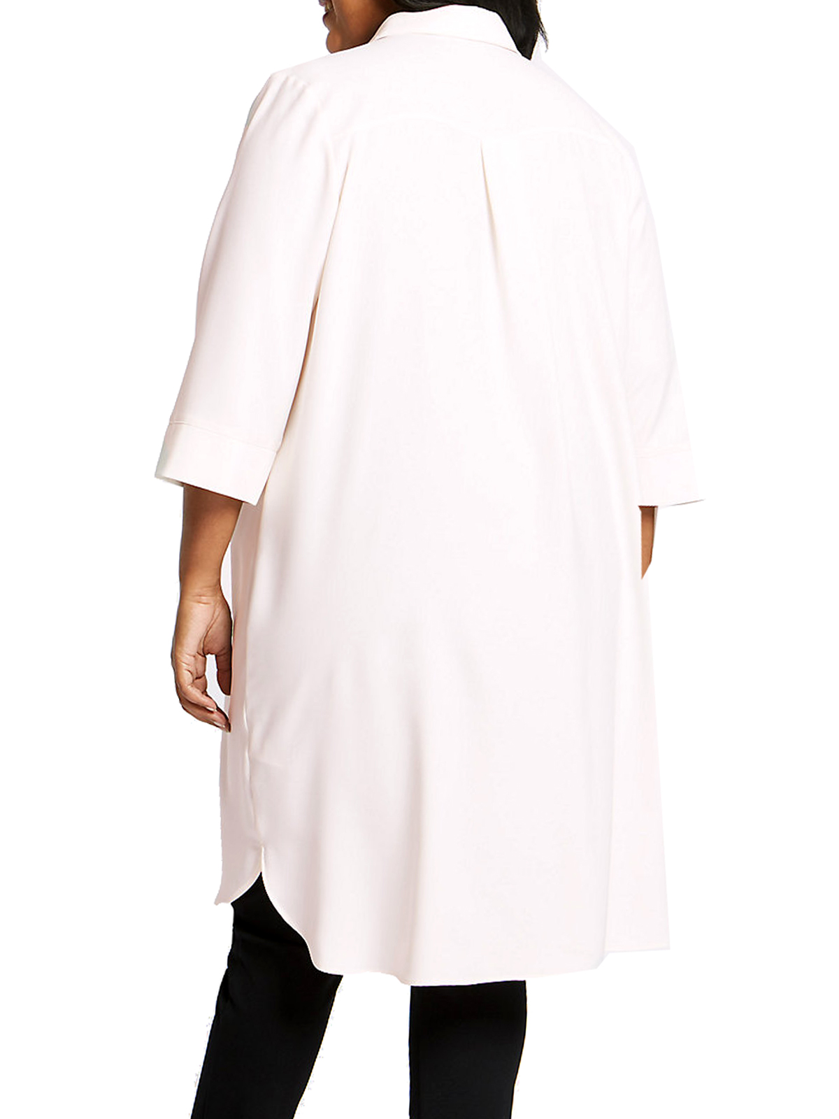 Marks and Spencer M&5 CREAM Longline Long Sleeve Shirt Plus Size