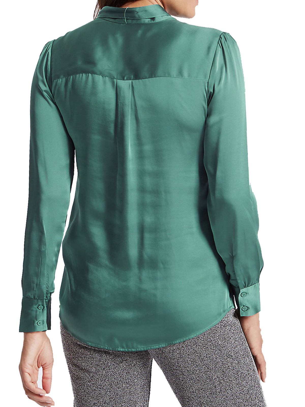 Marks and Spencer M&5 TEALGREEN Satin Notch Neck Long Sleeve