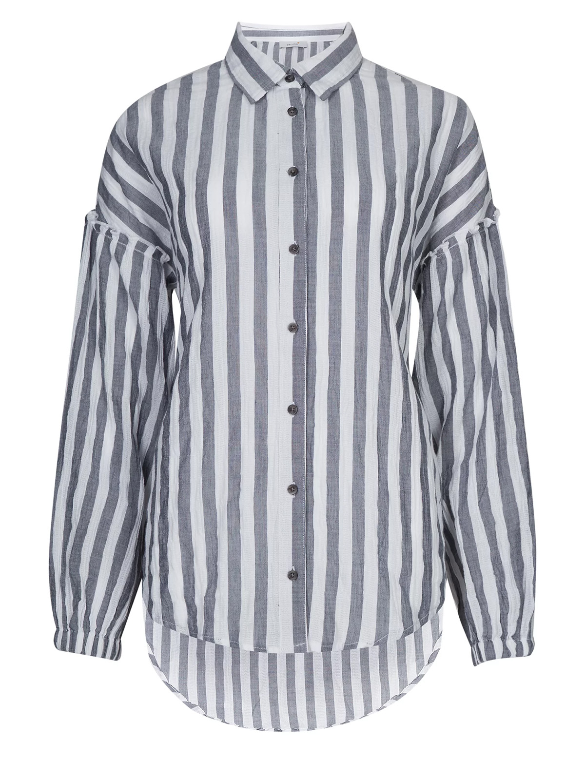 Marks and Spencer - - M&5 P3R UNA GREY Cotton Rich Striped Longline ...