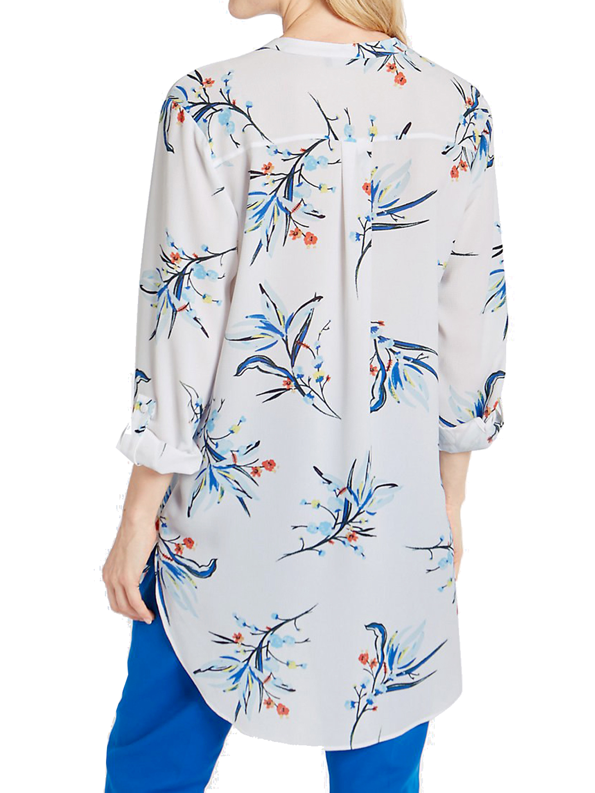 Marks and Spencer - - M&5 WHITE Floral Print Notch Neck Long Sleeve ...