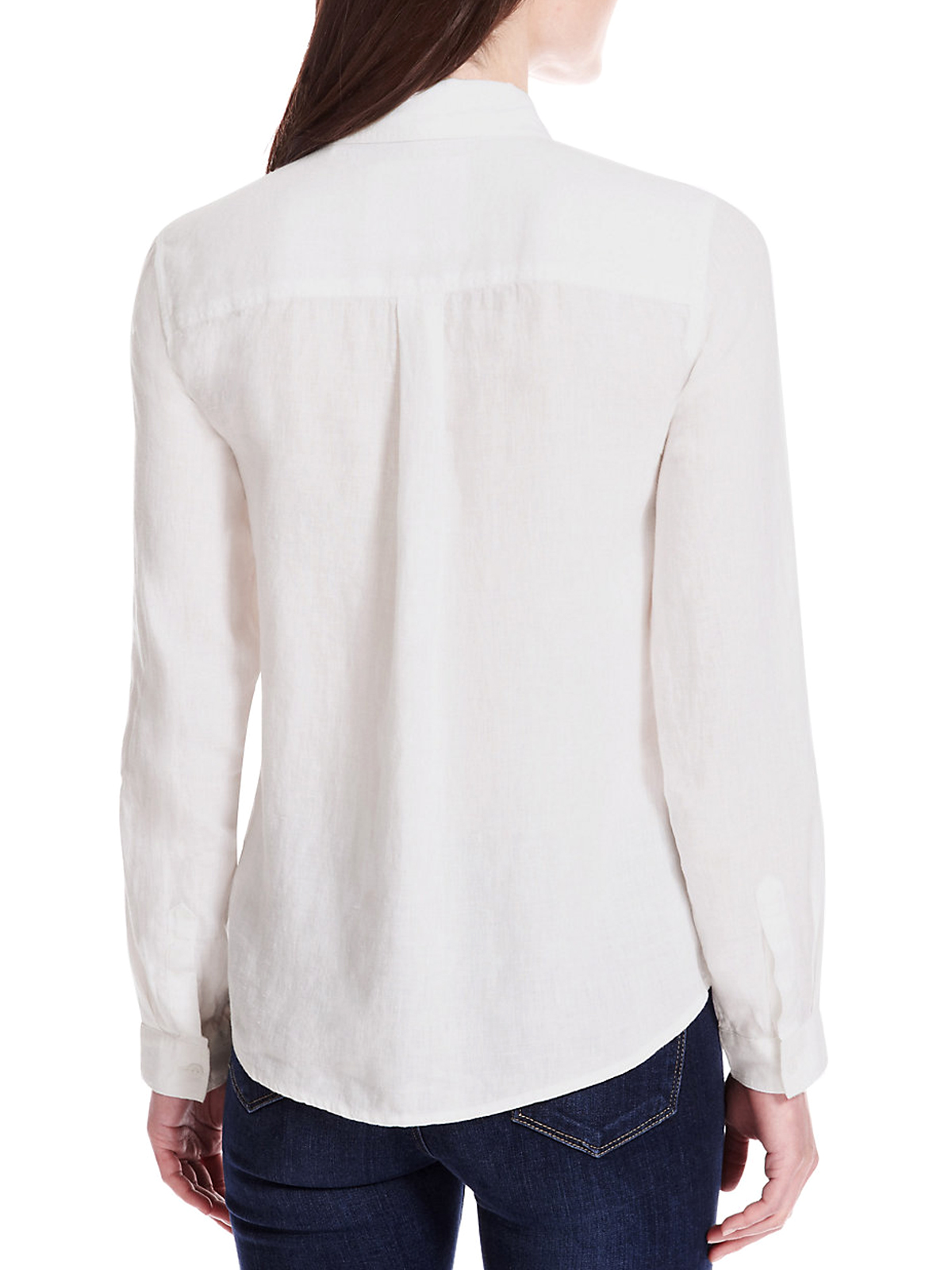Marks and Spencer M&5 WHITE Pure Linen Long Sleeve Shirt Size 8 to 18