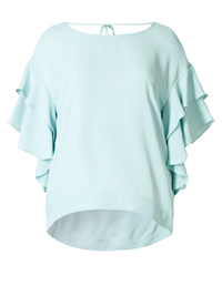 M&5 SMOKEY-BLUE Flamenco Sleeve Shell Top - Size 6 to 24 M&5 SMOKEY-BLUE Flamenco Sleeve Shell Top - Size 6 to 24