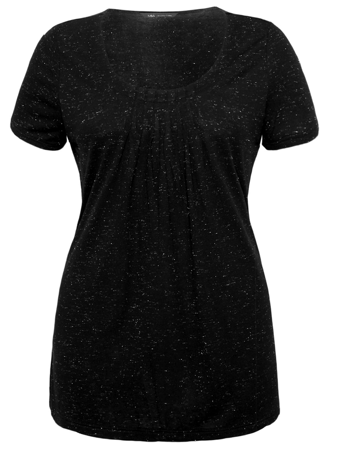 Marks and Spencer - - M&5 BLACK Sparkle 7-Pleat Scoop Neck Top - Size ...