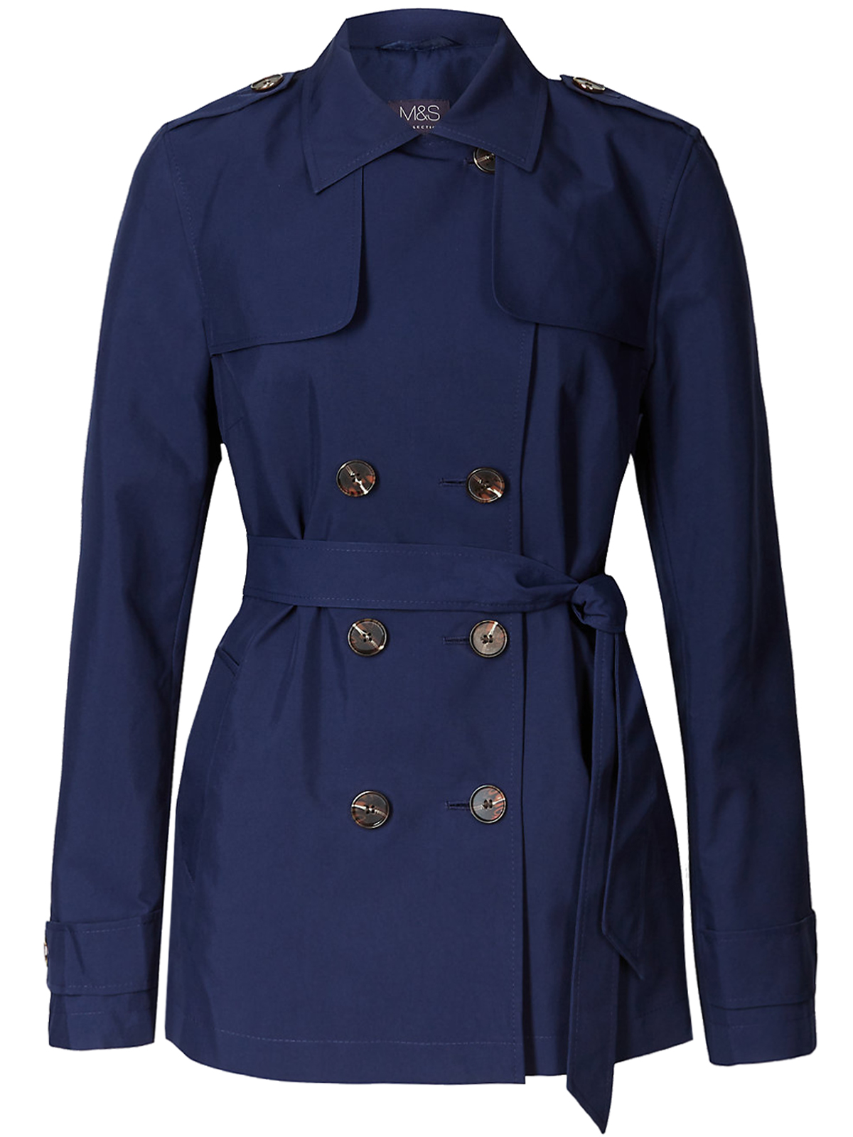 Marks and Spencer - - M&5 NAVY Belted Trench Coat with Stormwear - Size ...