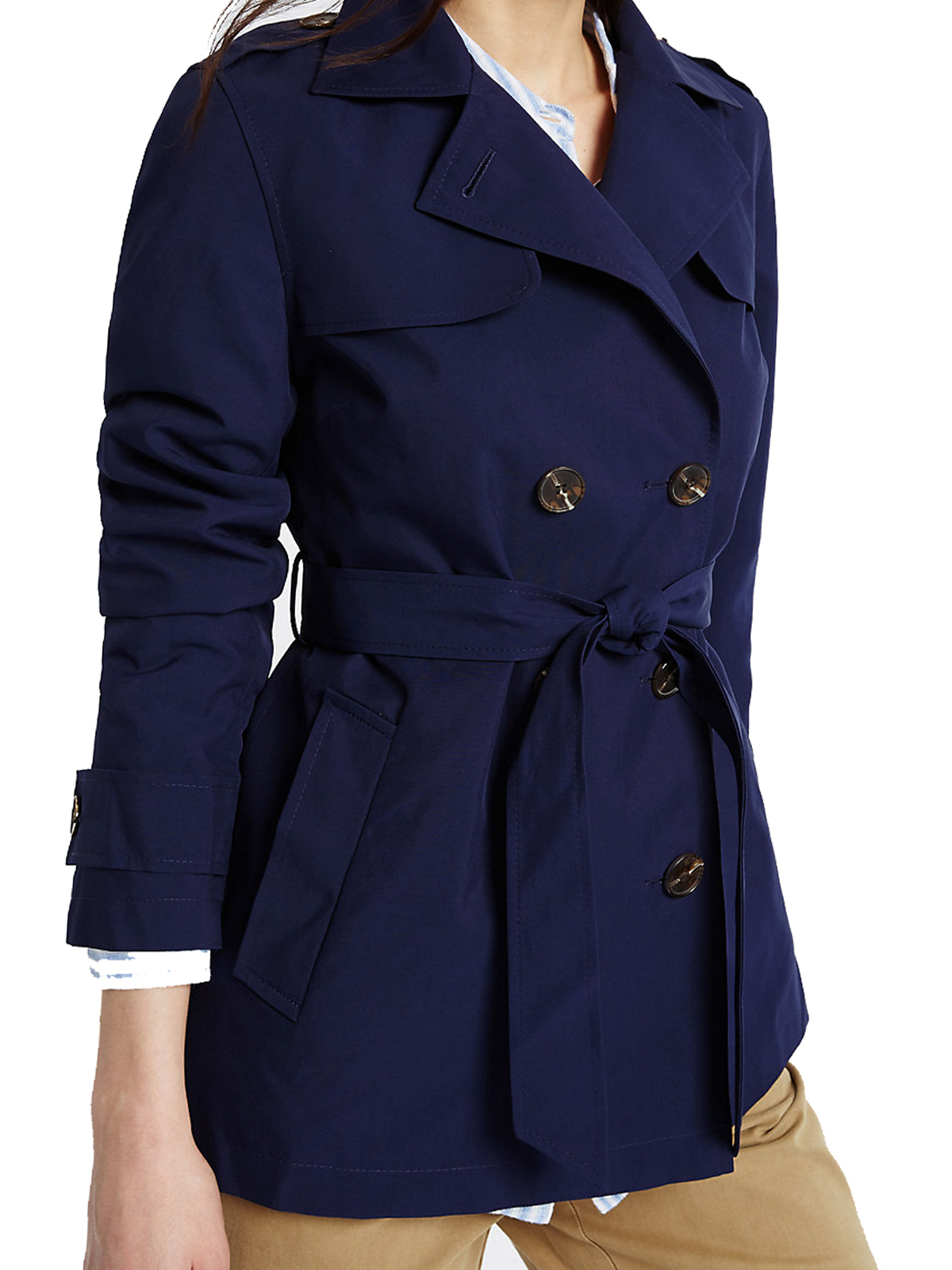 Marks and Spencer - - M&5 NAVY Belted Trench Coat with Stormwear - Size ...