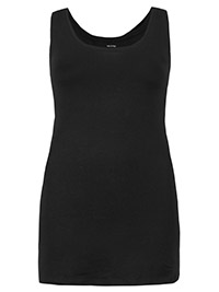 M&5 BLACK Cotton Rich Longline Fitted Vest Top - Plus Size 24