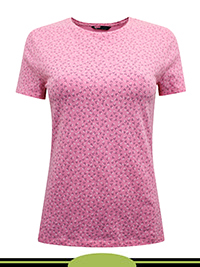 PINK Printed Cotton Rich Short Sleeve Crew Neck Fitted T-Shirt - Size 6 to 22