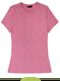 PINK Printed Cotton Rich Short Sleeve Crew Neck Fitted T-Shirt - Size 8 to 24