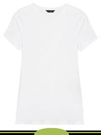 M&5 WHITE Cotton Rich Short Sleeve Fitted T-Shirt - Size 6 to 22