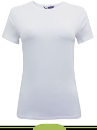WHITE Cotton Rich Short Sleeve Crew Neck Fitted T-Shirt - Size 6 to 24
