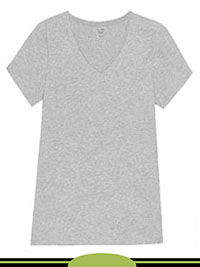 GREY Cotton Rich Short Sleeve V-Neck Fitted Top - Size 86 to 24