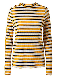 M&5 MULTI Ribbed Two Tone Stripe Long Sleeve Top - Size 12