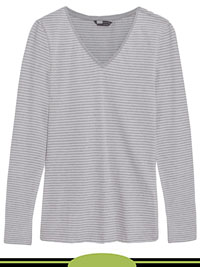 GREY Long Sleeve V-Neck Top - Size 10 to 24