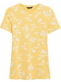 YELLOW Cotton Printed Crew Neck Fitted T-Shirt - Size 6 to 24