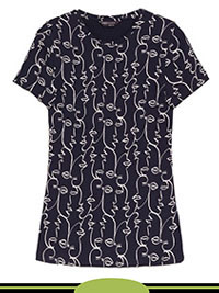 NAVY Pure Cotton Printed Fitted T-Shirt - Size 6 to 20