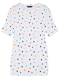 M&5 WHITE Pure Cotton Polka Dot Regular Fit T-Shirt - Size 6 to 10