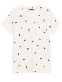 CREAM Pure Cotton Floral Crew Neck T-Shirt - Plus Size 22