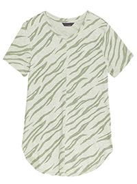KHAKI Pure Cotton Printed Longline T-Shirt - Size 6 to 24